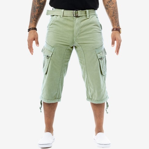 X RAY Men’s Belted 18 Inch Below Knee Long Cargo Shorts (Big & Tall) in  Pastel Green Size 44