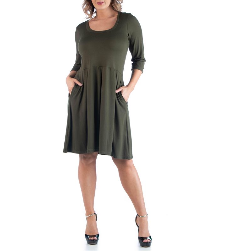 24seven Comfort Apparel Fit and Flare Plus Size Dress, 1 of 5