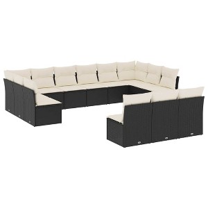 vidaXL Garden Sofa Set Black Poly Rattan Large Modular Garden Sofa Set - 1 of 4