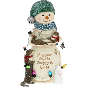 Pavilion Gift Company - Snuggly & Bright - 5" Snowman With Otters and Bunny - Decorative Objects - 1 of 1