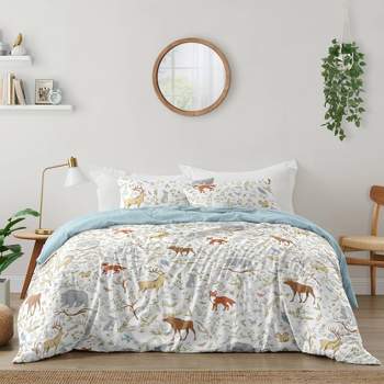 3pc Woodland Toile Full/Queen Kids' Comforter Bedding Set Gray and Blue - Sweet Jojo Designs