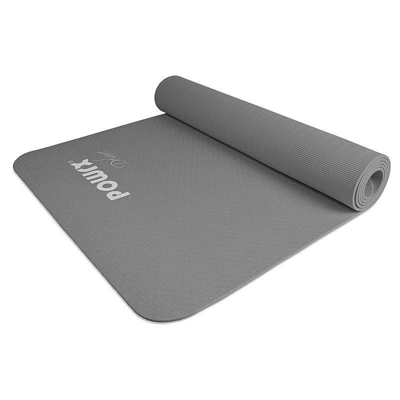 POWRX 68"L x 24"W x 0.2"Th Non-Slip TPE Yoga Mat with Bag, Graphite, 1 of 4