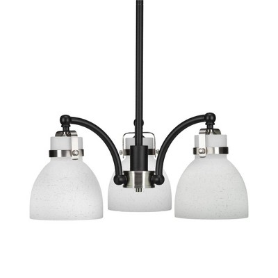 Toltec Lighting Easton 3 - Light Chandelier in  Matte Black/Brushed Nickel with 6'' White Muslin Shade