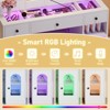 Aukfa 43.2" Modern LED Vanity Desk with RGB Lighted Glass Cabinets & Mirror, 5-Drawer Dressing Table with Stool, Glass Top & Storage Shelves - 2 of 4