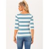 INSPIRE CHIC Women's Stripes Casual Basic Elbow Sleeves Boat Neck Slim Fit T-Shirts - 4 of 4