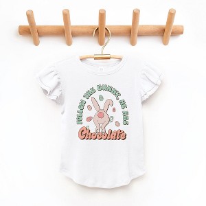 The Juniper Shop Follow The Bunny He Has Chocolate Toddler Flutter Sleeve Tee - 1 of 2