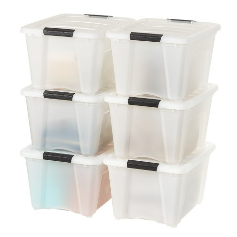 IRIS Stack and Pull Large 13.25-Gallons (53-Quart) Clear Tote with Latching  Lid in the Plastic Storage Containers department at