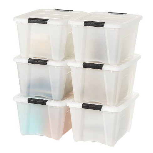 IRIS USA 53 Quart Stackable Plastic Storage Bins with Lids and