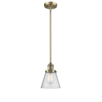 Cone - 1 Light Stem Hung Mini Pendant In Industrial Style-8 Inches Tall and 6 Inches Wide