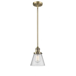 Cone - 1 Light Stem Hung Mini Pendant In Industrial Style-8 Inches Tall and 6 Inches Wide - 1 of 1