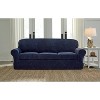 3pc Stretch Pique Sofa Slipcovers Navy - Sure Fit: Polyester & Spandex, Machine Washable, Indoor Use - 3 of 4