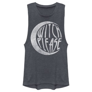 Juniors Womens CHIN UP Halloween Witch Please Festival Muscle Tee - 1 of 4