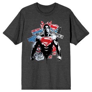 Batman V Superman Dawn Of Justice Poster Art Men's Charcoal Heather T-shirt - 1 of 3