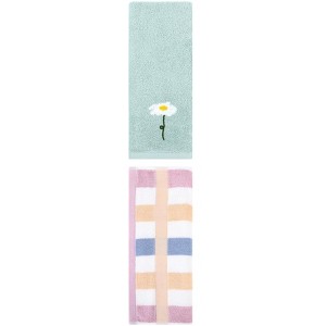 REGALWOVEN Chic Pattern Cotton Soft Absorbent Hand Towels for Bathroom 13" x 30"/13" x 29" 2 Pcs - 1 of 4