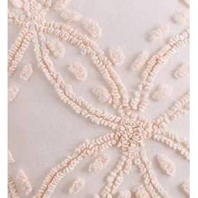 Blush Chenille Tufted Square Decorative Pillow with Metallic Accents