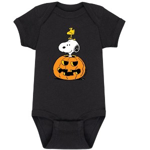 Boys' - Peanuts - Snoopy Woodstock Pumpkin Baby One Piece - 1 of 4