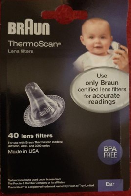 Braun ThermoScan Lens Filters for Ear Thermometer, 40 Count Disposable  Thermometer Covers, Works with Braun ThermoScan Thermometers, LF40US01,  Plastic