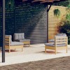 vidaXL Solid Pinewood Patio Lounge Set 4 Piece with Cushions - Brown and Gray - 2 of 4