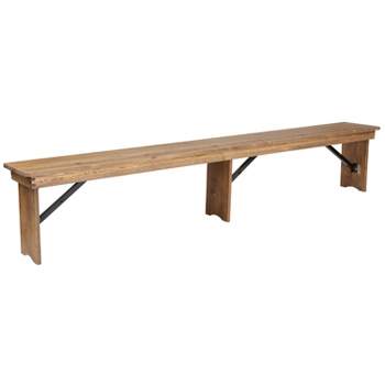 Flash Furniture HERCULES Series 8' x 12'' Solid Pine Folding Farm Bench with 3 Legs