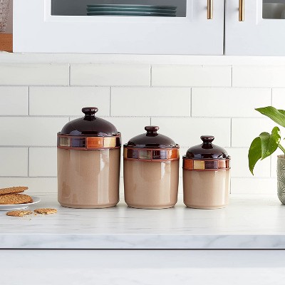 Gibson Elite Beige and Brown Ceramic Canister Set