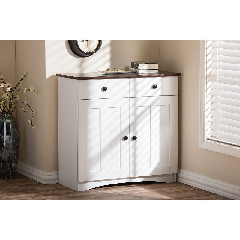 Lauren TwoTone and Buffet Kitchen Cabinet with Two Doors and Two Drawers White/Dark Brown - Baxton Studio, 5 of 9