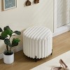 22.05'' Faux Fur Round Pouf Ottoman with Black Metal Legs,Upholstered Footrest for Bedroom or Living Room-Cuddlewood - 2 of 4