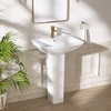 24 in. W x 19 in. D Vitreous China U-Shaped Vessel Sink with Single Faucet Hole Pedestal Combo Bathroom Sink in White - 2 of 4