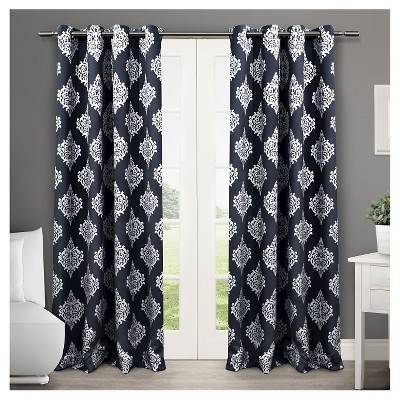 Set of 2 / Pair Medallion Blackout Thermal Grommet Top Window Curtain Panels Exclusive Home