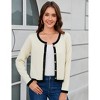 Women's Fall Cardigans Crew Neck Knit Jackets Casual Outfits Long Sleeve Metal Button Down Contrast Color Trim Sweaters - 2 of 4