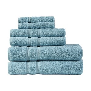 SEVOBAL Bath Towel and Washcloth Sets 6 Piece Turkish Cotton Towel Set with Anti-Microbial Treatment for Bathroom Use, Aqua, 14.5"*9.8"*5.5" - 1 of 4