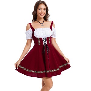 Womens Dress 1 Piece Cold Shoulder Costumes for Traditional Carnival Halloween Outfits - 1 of 4