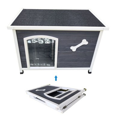 UbMelt Dog House Outdoor Use Weatherproof Dog Kennel for Small Medium Large Dogs Sturdy&Durable,Gray