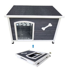 UbMelt Dog House Outdoor Use Weatherproof Dog Kennel for Small Medium Large Dogs Sturdy&Durable,Gray - 1 of 4