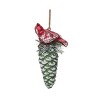 Transpac Glass 8 in. Green Christmas Cardinal Pinecone Ornament - 3 of 4