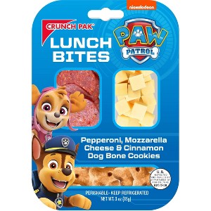 Crunch Pak PAW Patrol Lunch Bites with Pepperoni, Mozzarella & Cinnamon Dog Bone Cookies - 3oz - 1 of 3