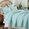 Hachikiko Mint Green Geometric Quilt Set,Textured Polyester Bedspread - 3 of 4