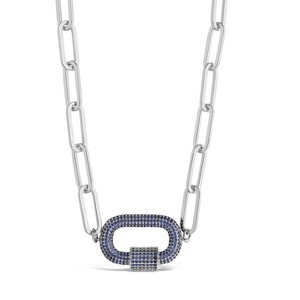 SHINE by Sterling Forever Pave CZ Carabiner Linked Lock Necklace - 1 of 2