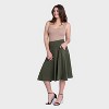 24seven Comfort Aapparel Womens Pleated Elastic Waist Pocket Midi Skirt - 2 of 4