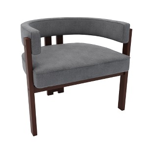 Vynxaria Gray Modern Teddy Upholstered Barrel Accent Chairs - Set of 2 - 1 of 4