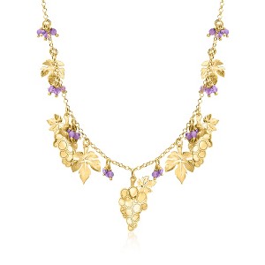 Ross-Simons Italian 1.60 ct. t.w. Amethyst Bead Grapevine Necklace in 18kt Gold Over Sterling Size 18 - 1 of 4