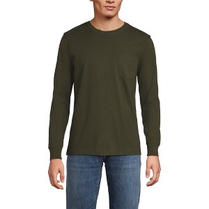 Lands' End Men's Super-T Long Sleeve T-Shirt with Pocket - 1 of 3