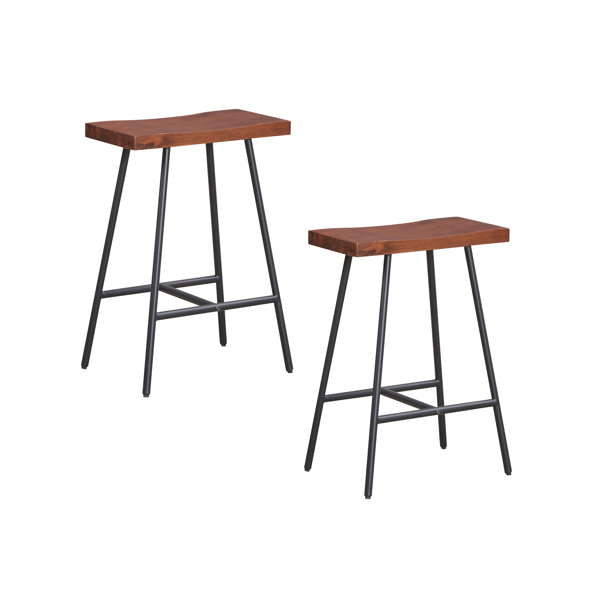 Costway Set of 2 Industrial Saddle Stool Counter Height Bar Stool