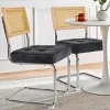 Set of 2 Kylie 20.5" Wider Flannel Upholstered Tufted Seat With Metal Chrome Legs and Woven Rattan Backrest Dining Chairs - Maison Boucle - 3 of 4