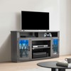 VEVOR TV Stand for TVs up to 65 inch, Farmhouse Entertainment Center with Light Strip, Wooden TV Cabinet Storage with Glass Doors, Gray - 2 of 4