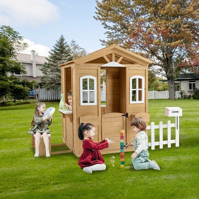 LOVMOR Wooden Playhouse for Kids
