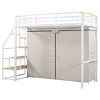 NicBex Twin Size Loft Bed Metal Bed Frame with Wardrobe, Storage Shelves, Stairs and Full Length Guardrail, No Box Spring Required - 3 of 4