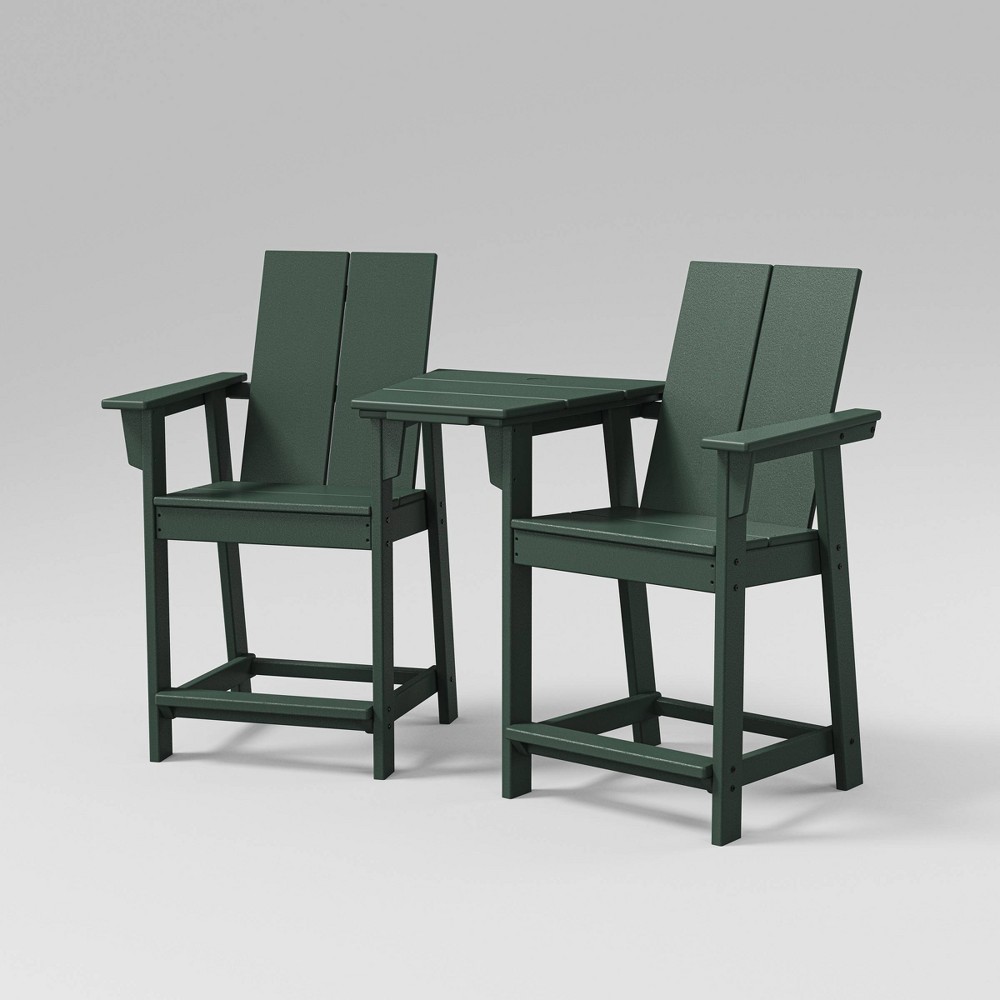 Photos - Dining Table Moore 3pc POLYWOOD Patio Counter Chair Set with Connecting Table - Green 