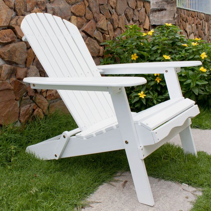 Northbeam Outdoor Garden Portable Foldable Wooden Adirondack Deck Chair with Easy to Fold Design, White, 3 of 7