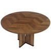Lirago Brown 39" Round Farmhouse Dining Table Engineered Wood 39.37x39.37x29.53 4-Seater Kitchen Table - 2 of 4