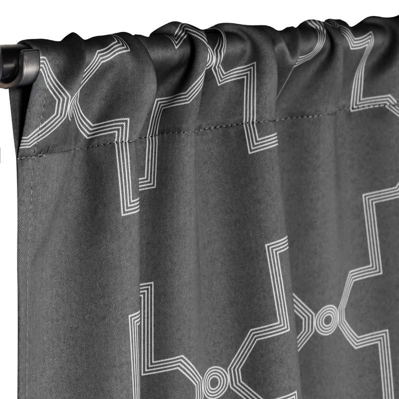Vintage Geometric Trellis Room Darkening Blackout Curtains, Set of 2 by Blue Nile Mills, 2 of 5